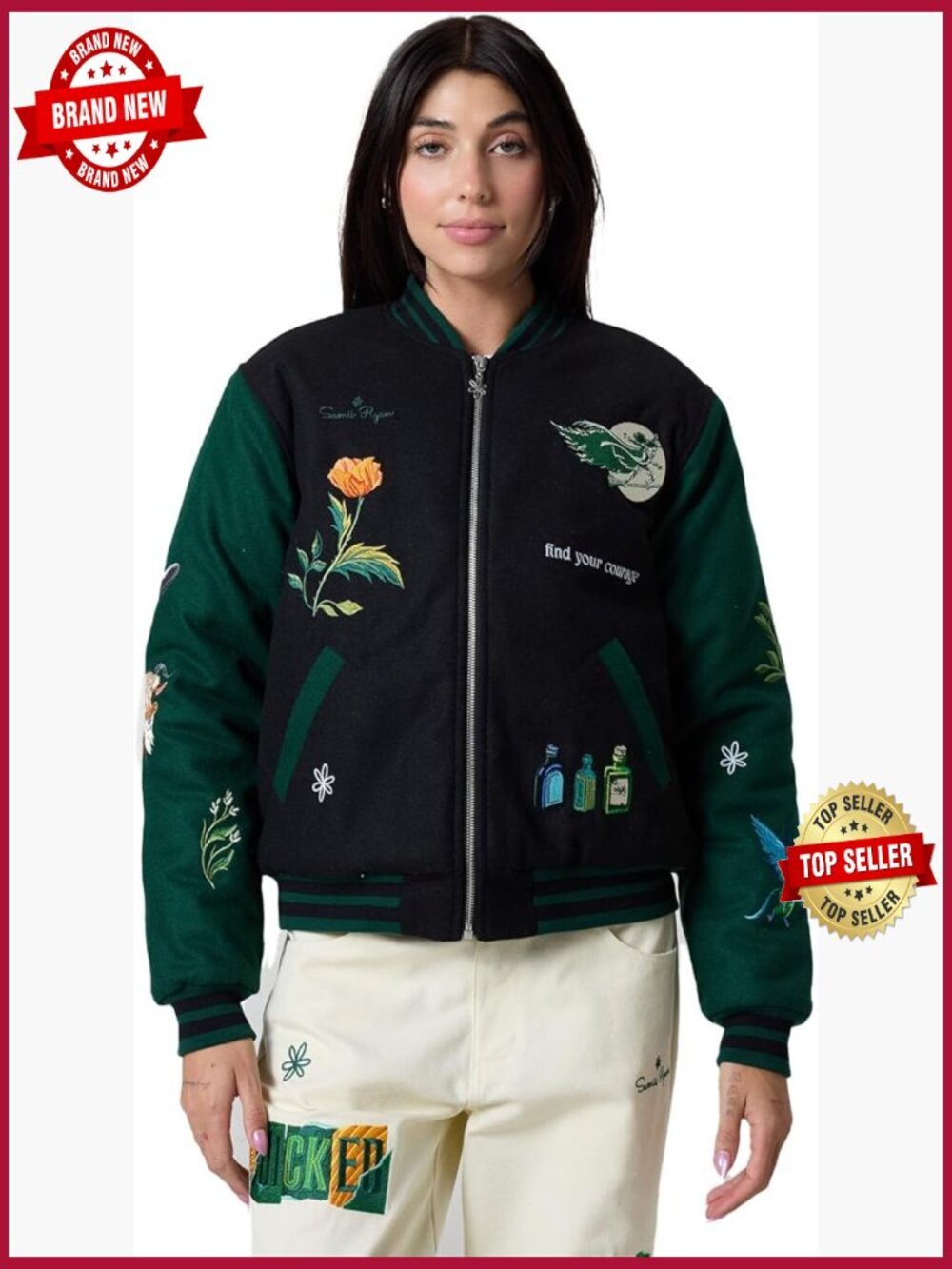 Official Wicked Varsity Jacket with Embroidery Melton Wool